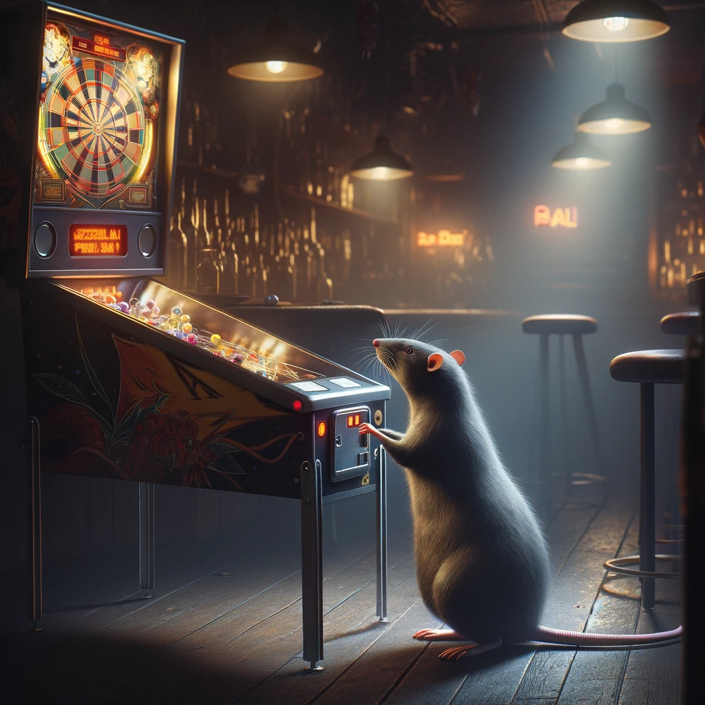 rat playing pinball